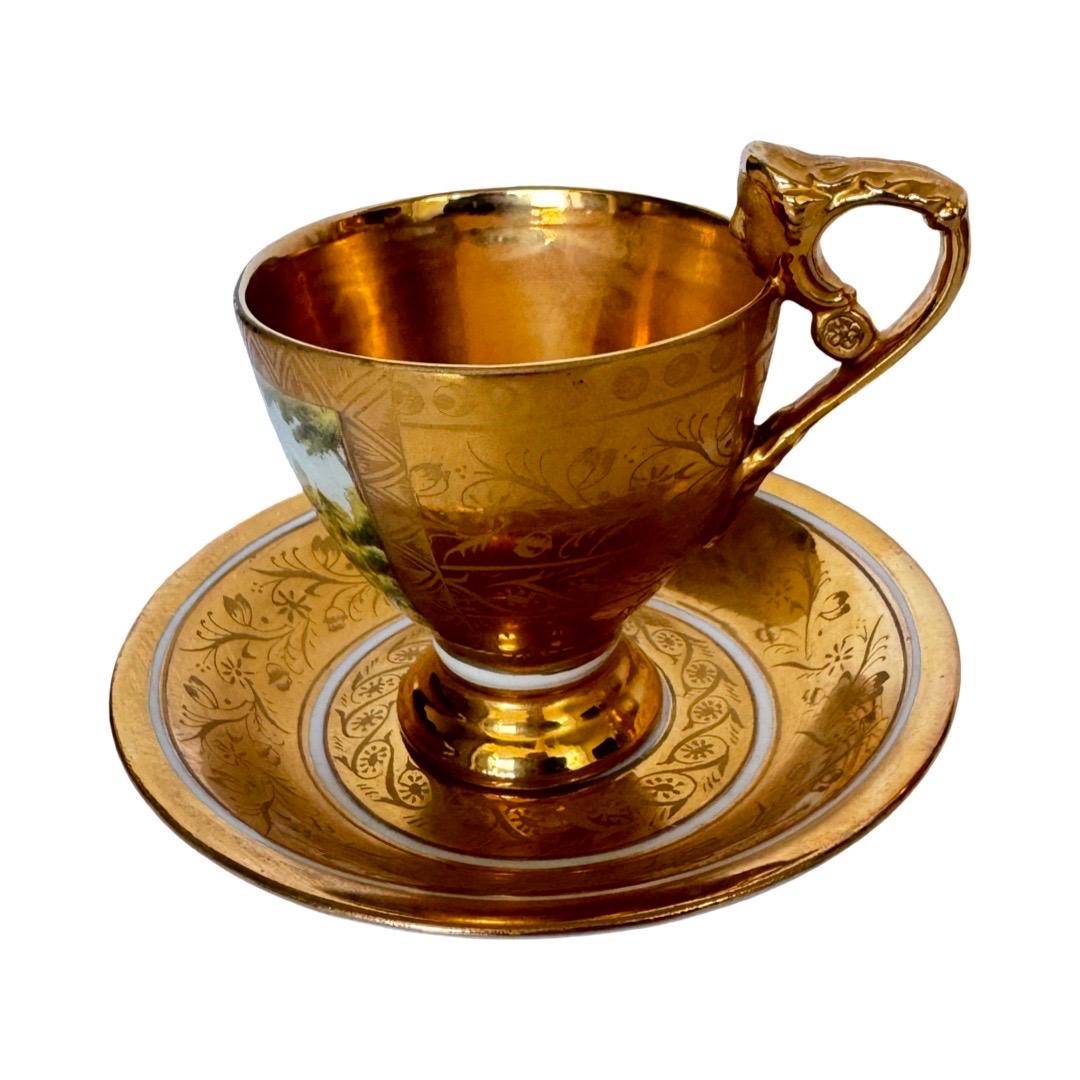 Empire Gilded Tea Set by August Bauscher Weiden, Germany, Late 19th Century For Sale