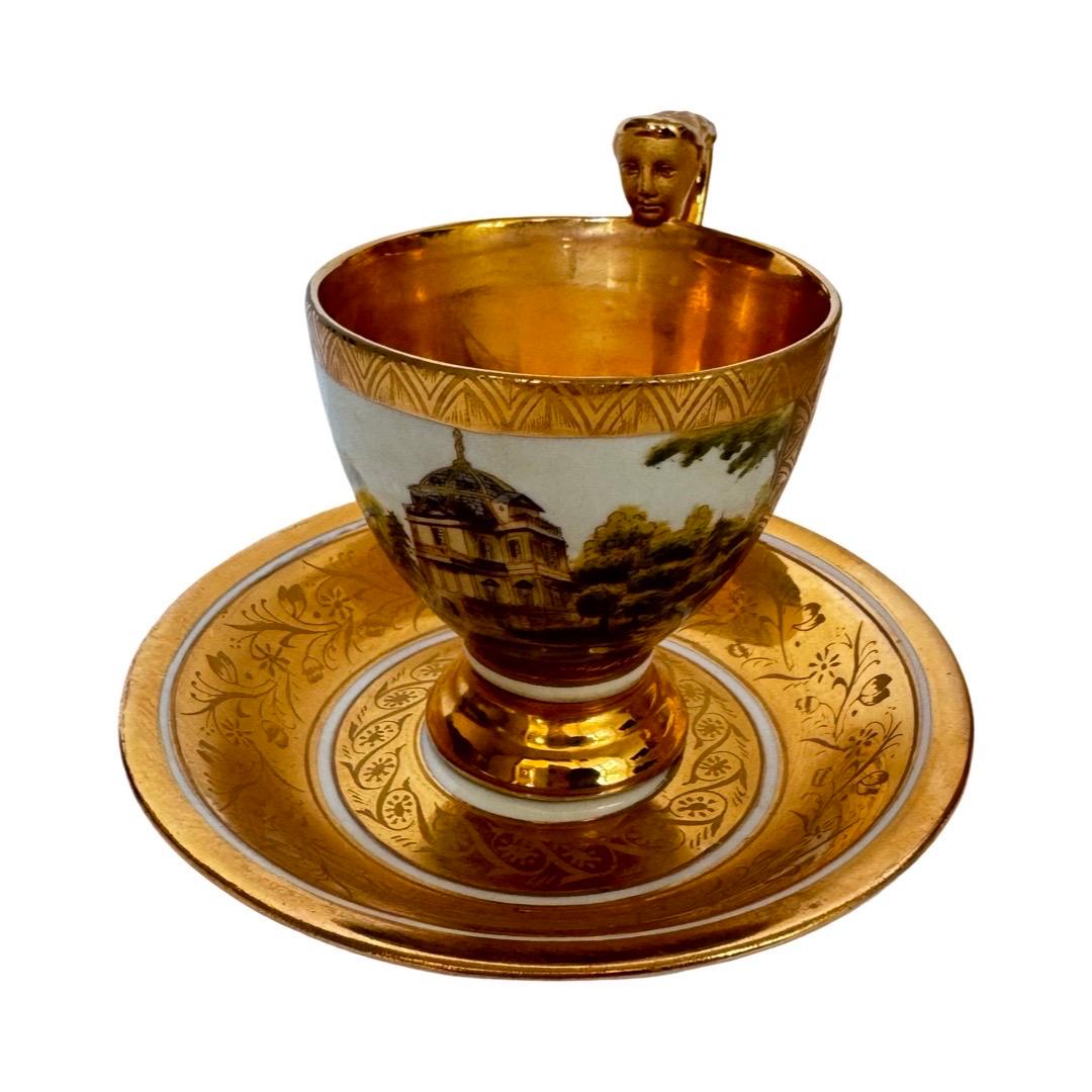 Gilded Tea Set by August Bauscher Weiden, Germany, Late 19th Century In Good Condition For Sale In CANNES, FR