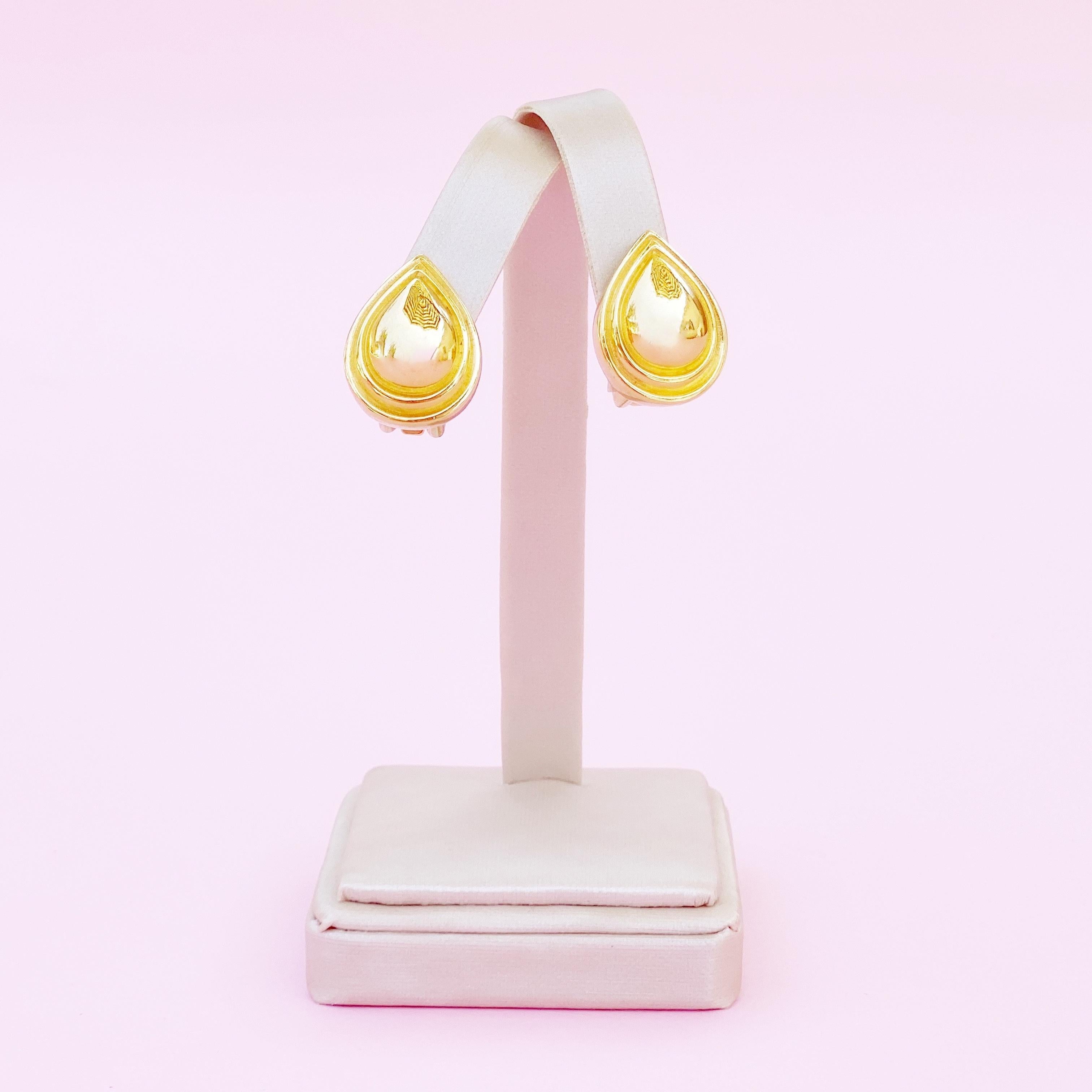 Women's Gilded Teardrop Earrings By Christian Dior, 1980s For Sale