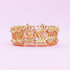 Gilded Textured Wavy Link Bracelet By Monet, 1960s