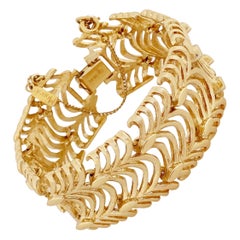 Gilded Textured Wavy Link Bracelet By Monet, 1960s