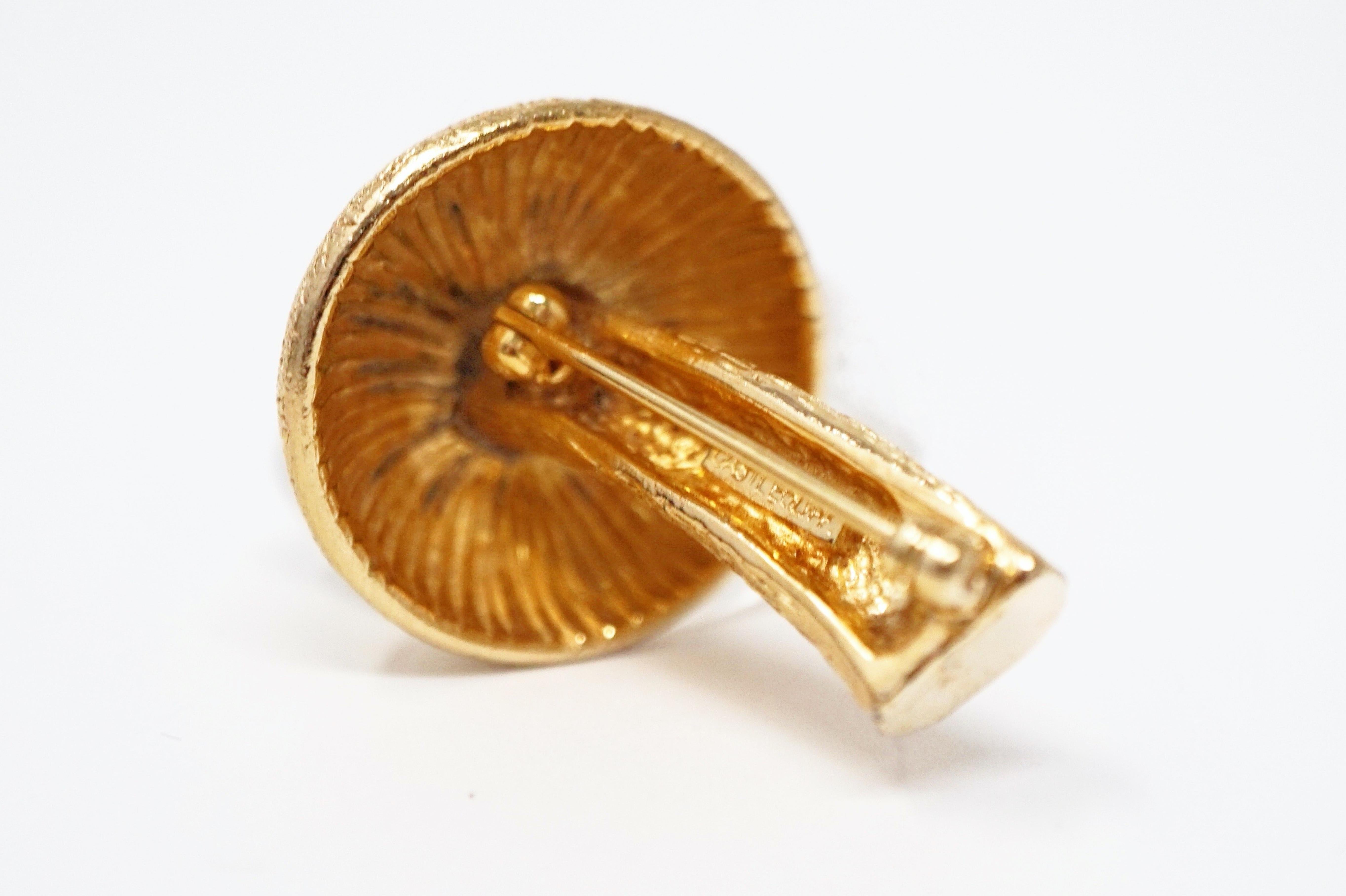 Gilded Three Dimensional Mushroom Brooch by Castlecliff, Signed, circa 1950s 4