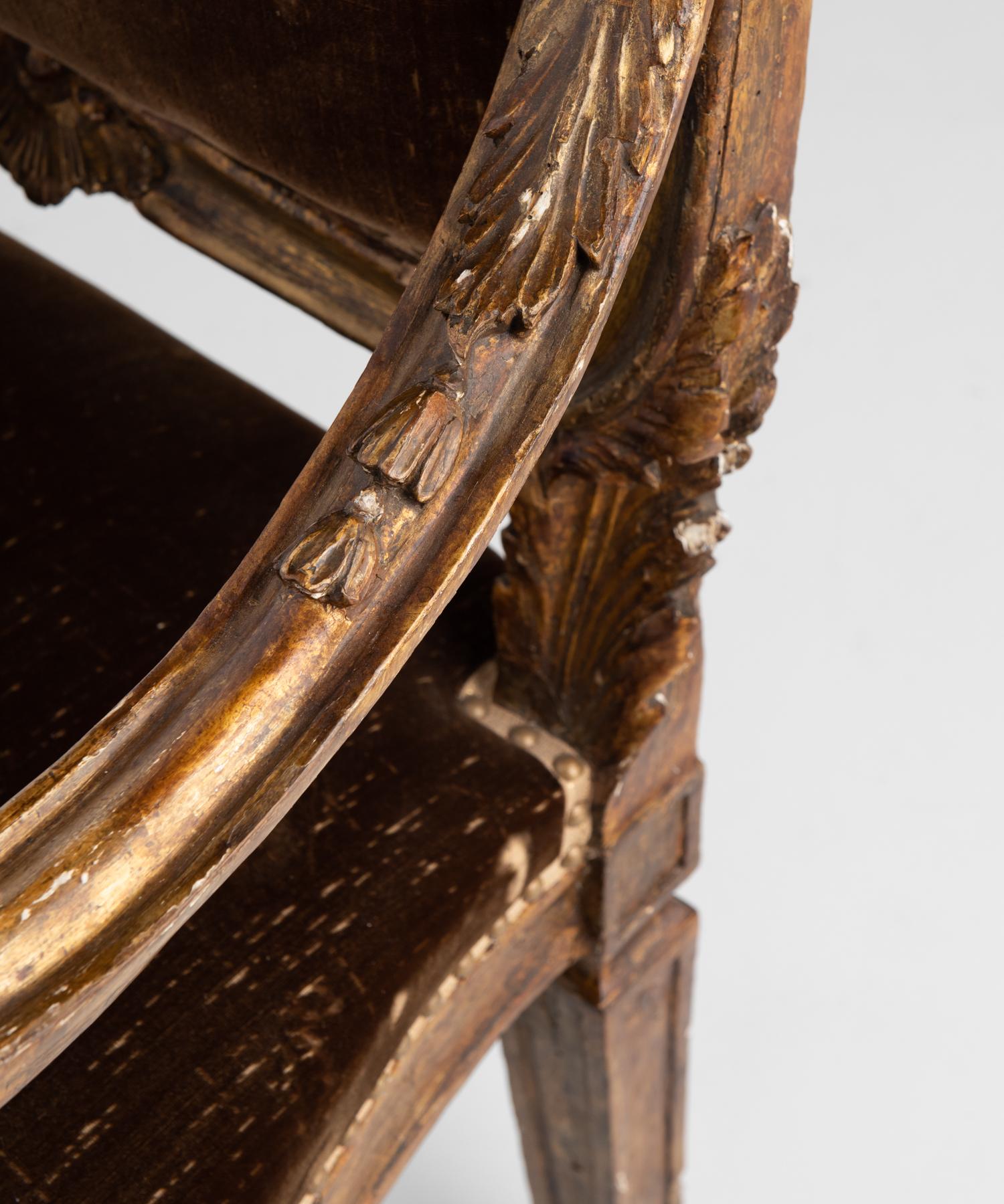 Italian Gilded Throne Chair, Italy, 18th Century