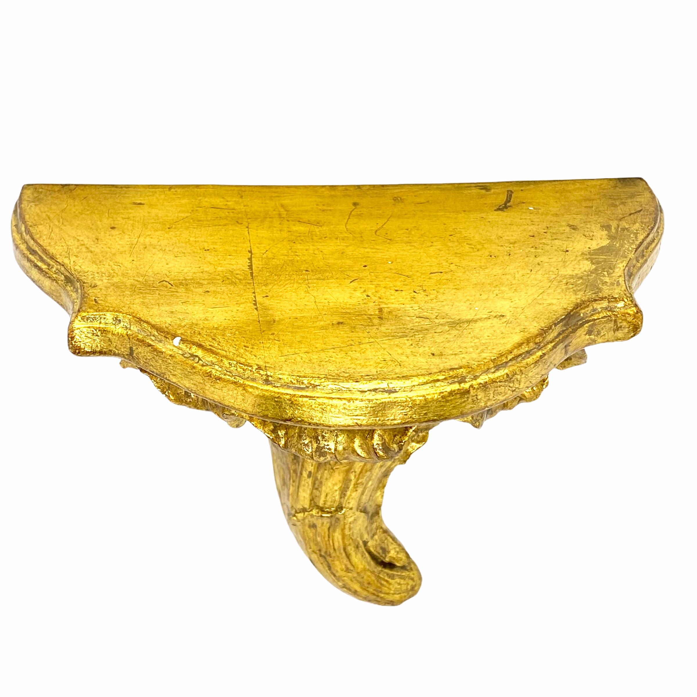 Gilt Gilded Tole Wall Mount Console Bracket Hollywood Regency Style Vintage, Italy