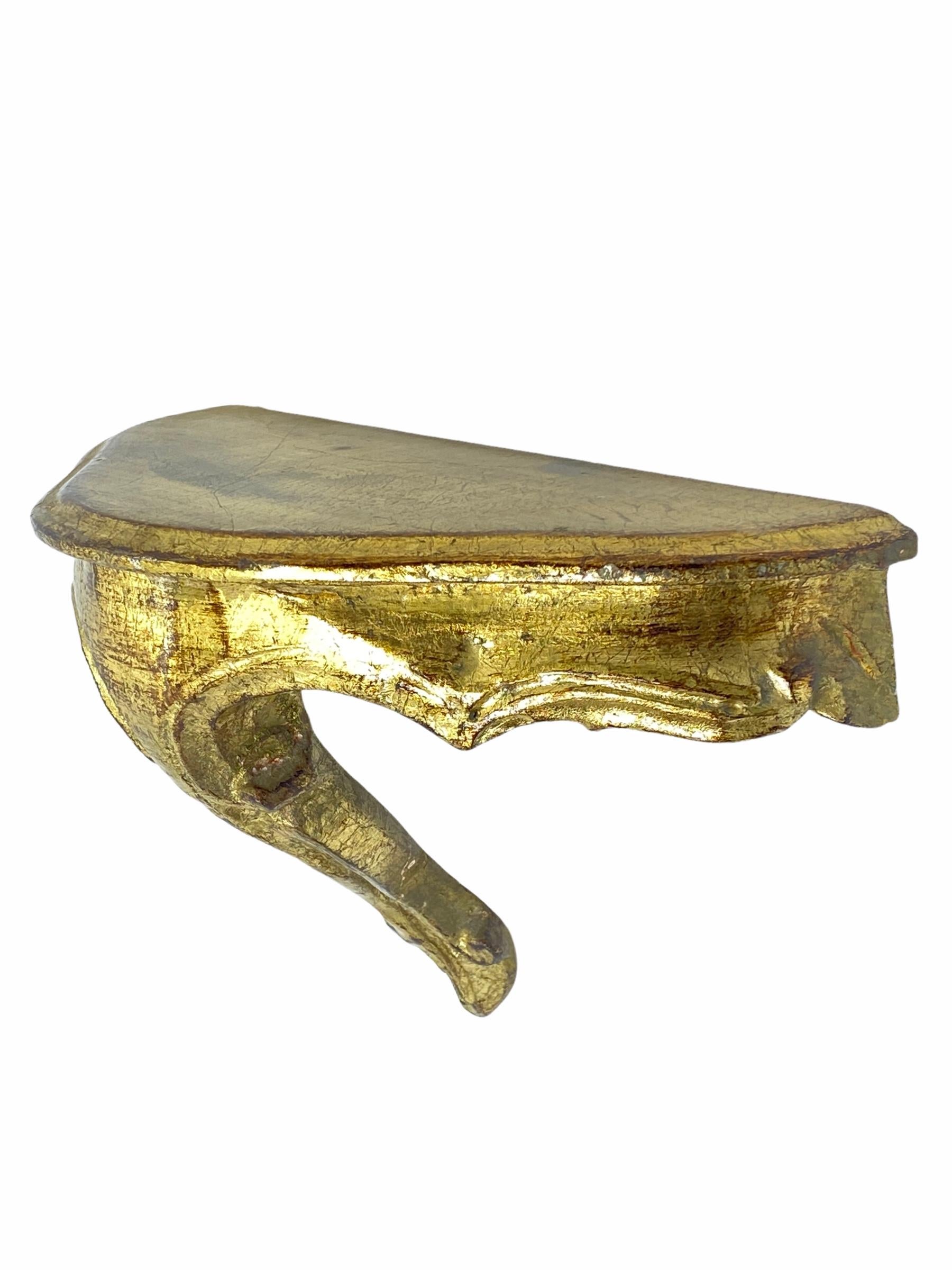 Gilt Gilded Tole Wall Mount Console Bracket Hollywood Regency Style Vintage German For Sale