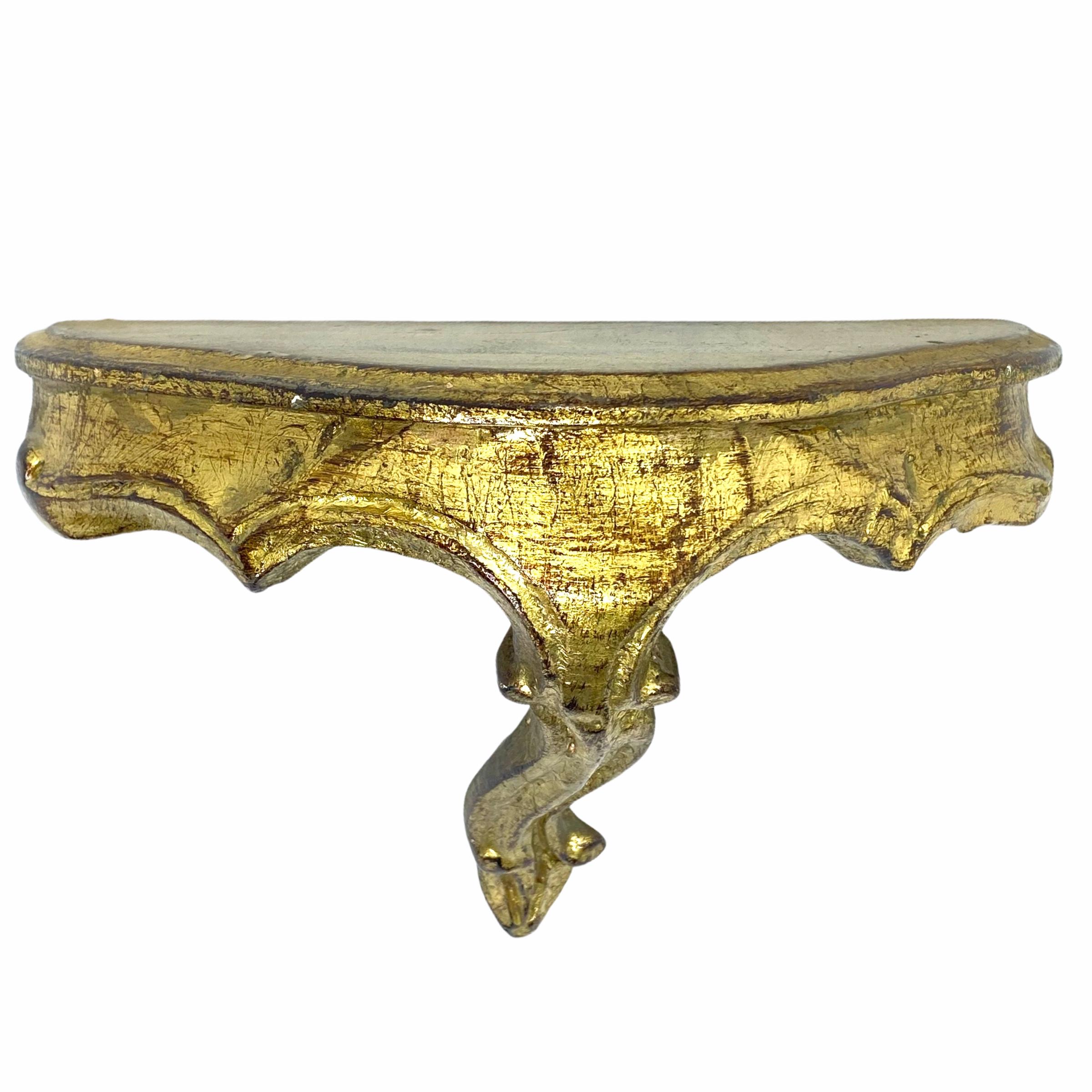 Gilded Tole Wall Mount Console Bracket Hollywood Regency Style Vintage German For Sale 1