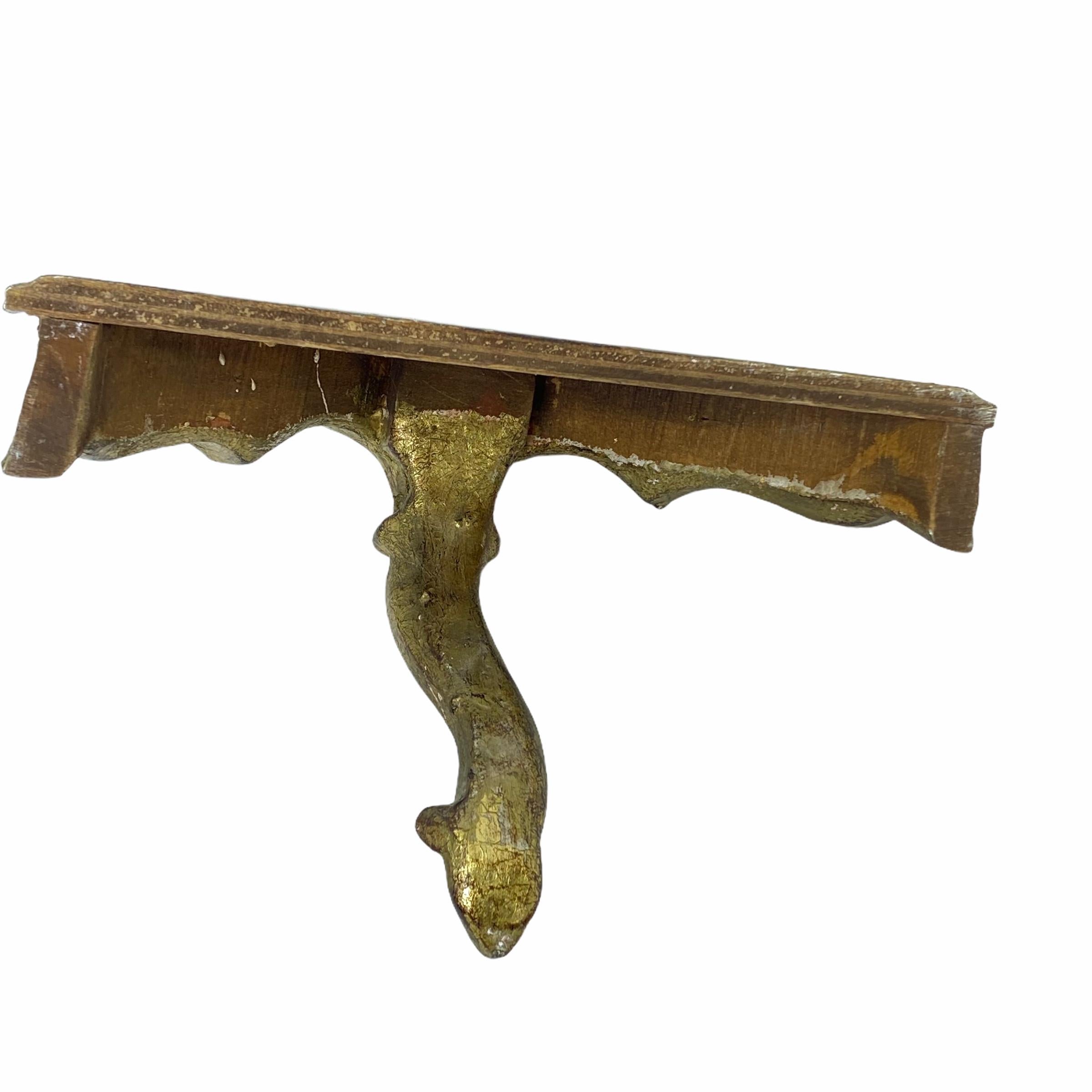Gilded Tole Wall Mount Console Bracket Hollywood Regency Style Vintage German For Sale 2