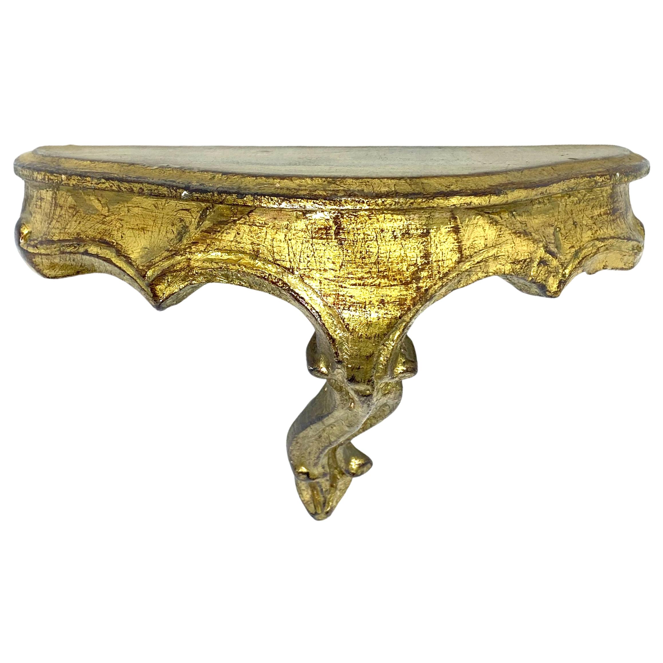 Gilded Tole Wall Mount Console Bracket Hollywood Regency Style Vintage German For Sale