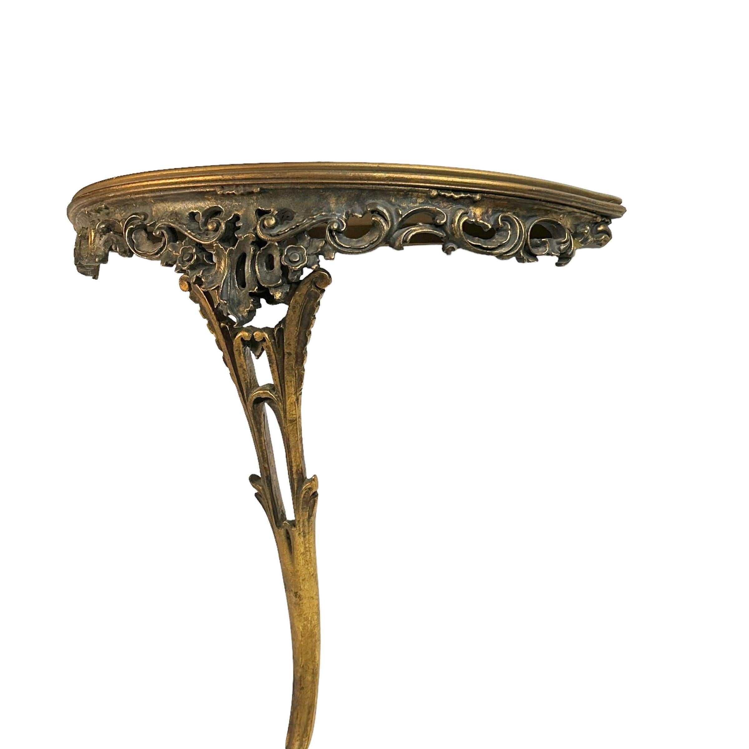 Gilt Gilded Toleware Wall Mount Console Hollywood Regency Style, Vintage Italy 1960s
