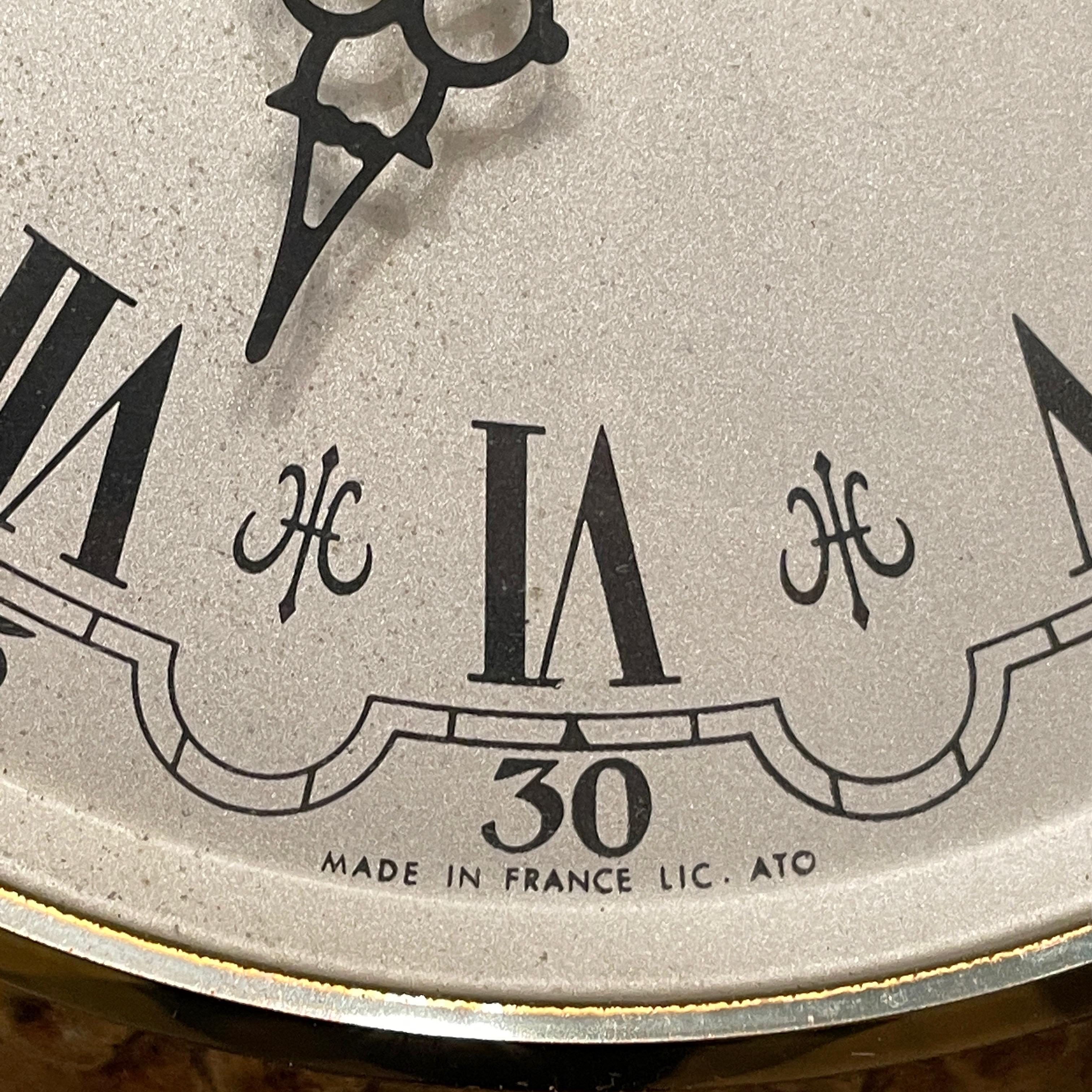 Glass Gilded Vintage Mid-Century Sunburst Starburst Wall Clock Vedette France 1970s