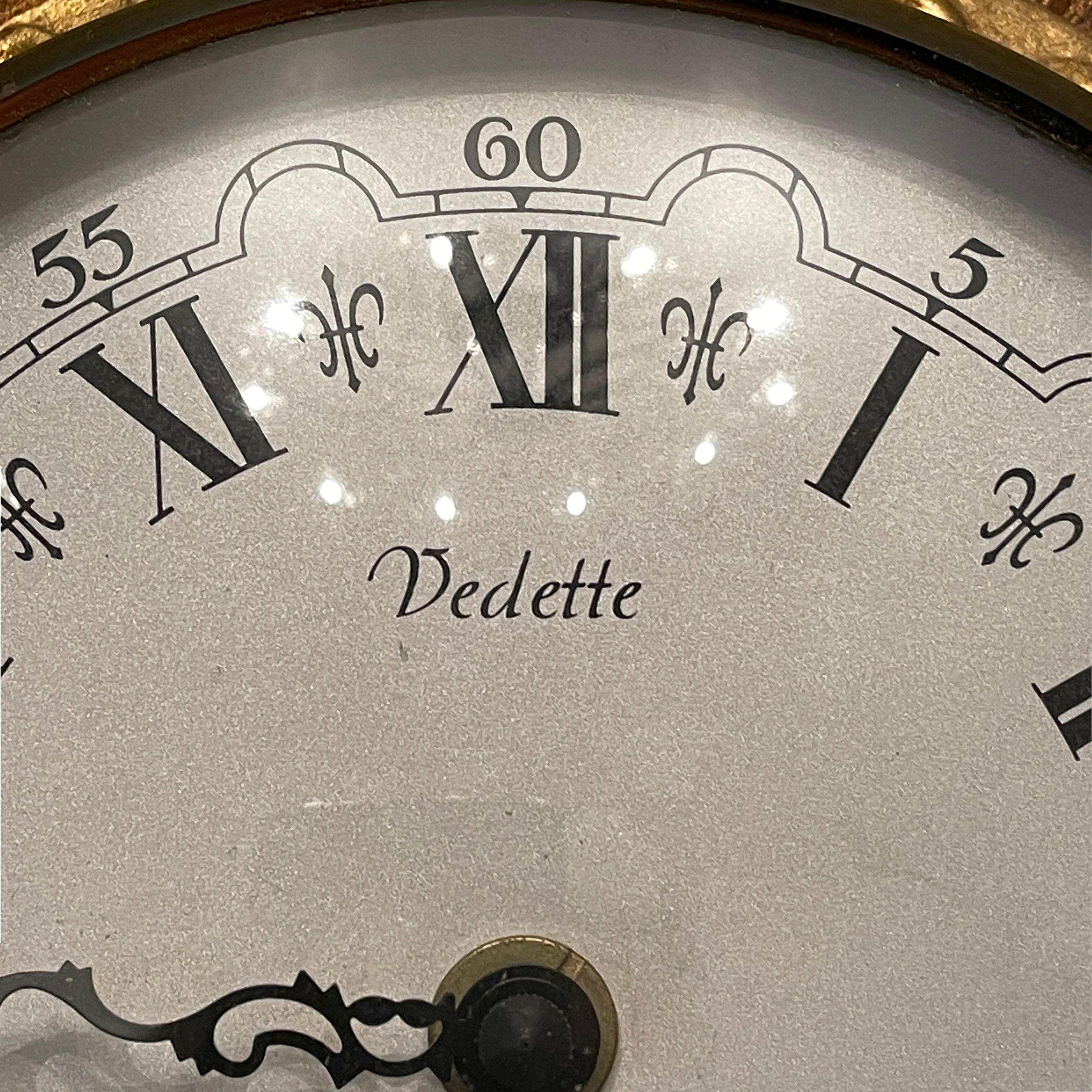 Gilded Vintage Mid-Century Sunburst Starburst Wall Clock Vedette France 1970s 1