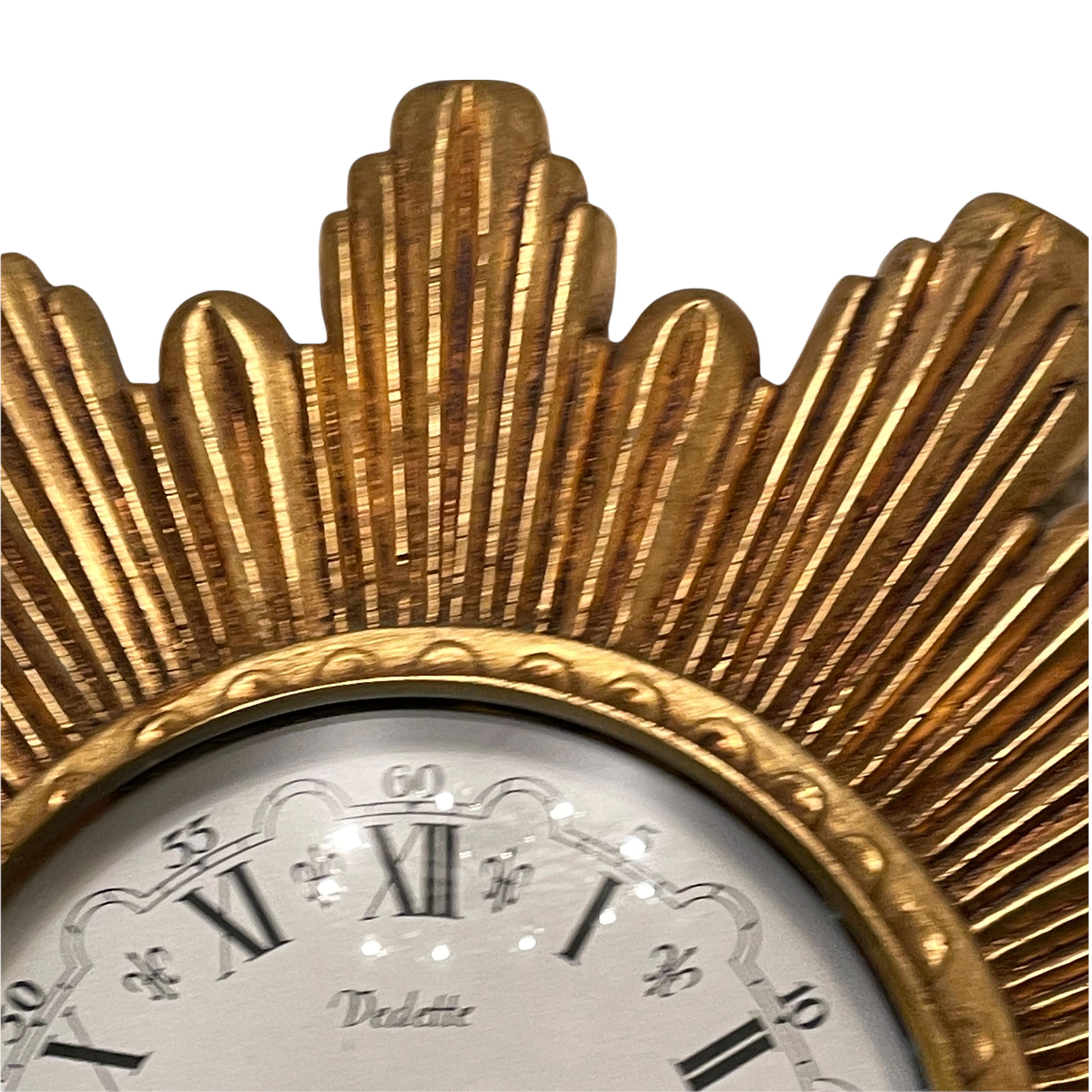 Mid-Century Modern Gilded Vintage Mid-Century Sunburst Starburst Wall Clock Vedette France 1970s