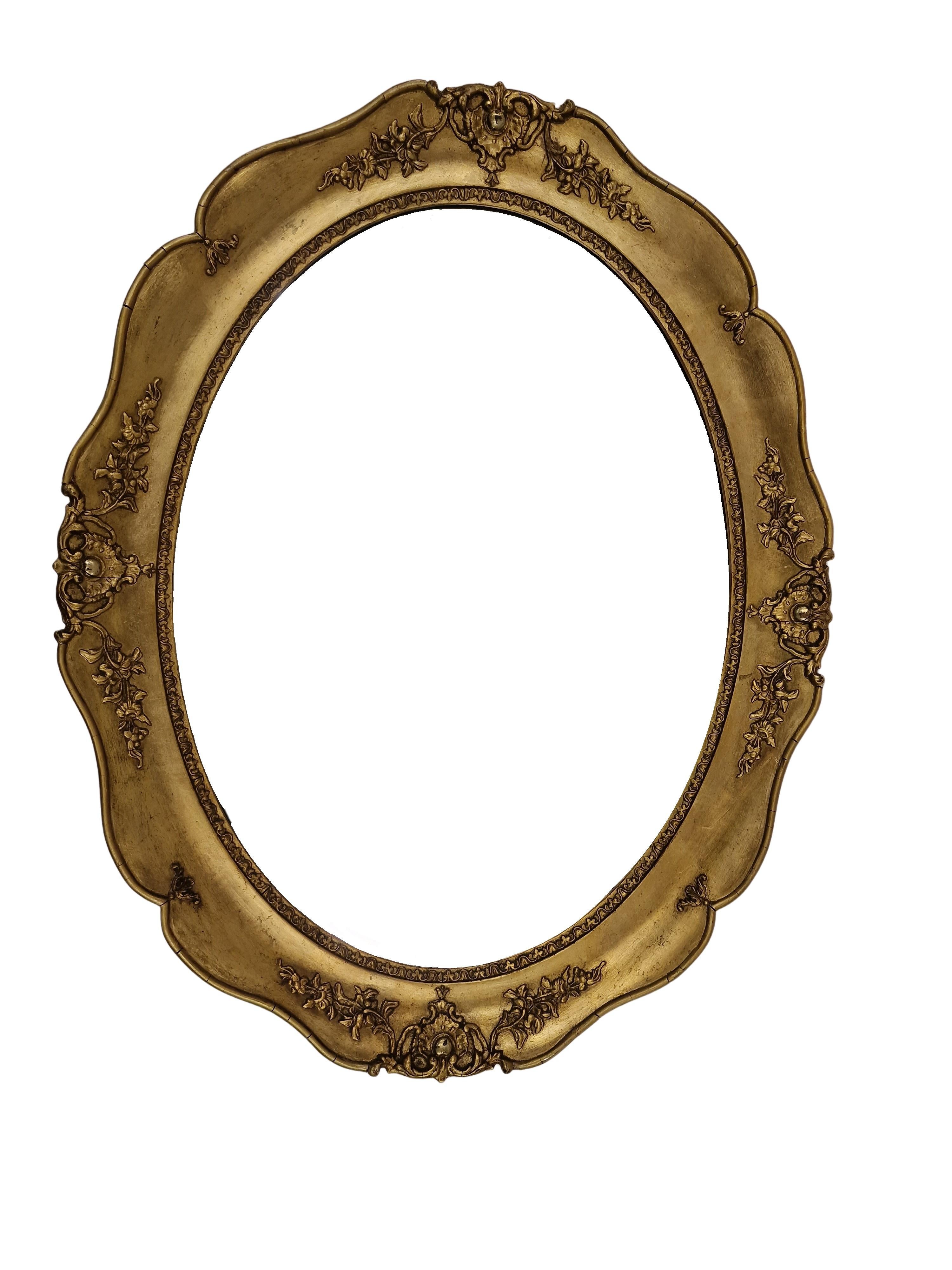 Austrian Gilded Wall mirror, frame, oval, Biedermeier, around 1860, Austria For Sale