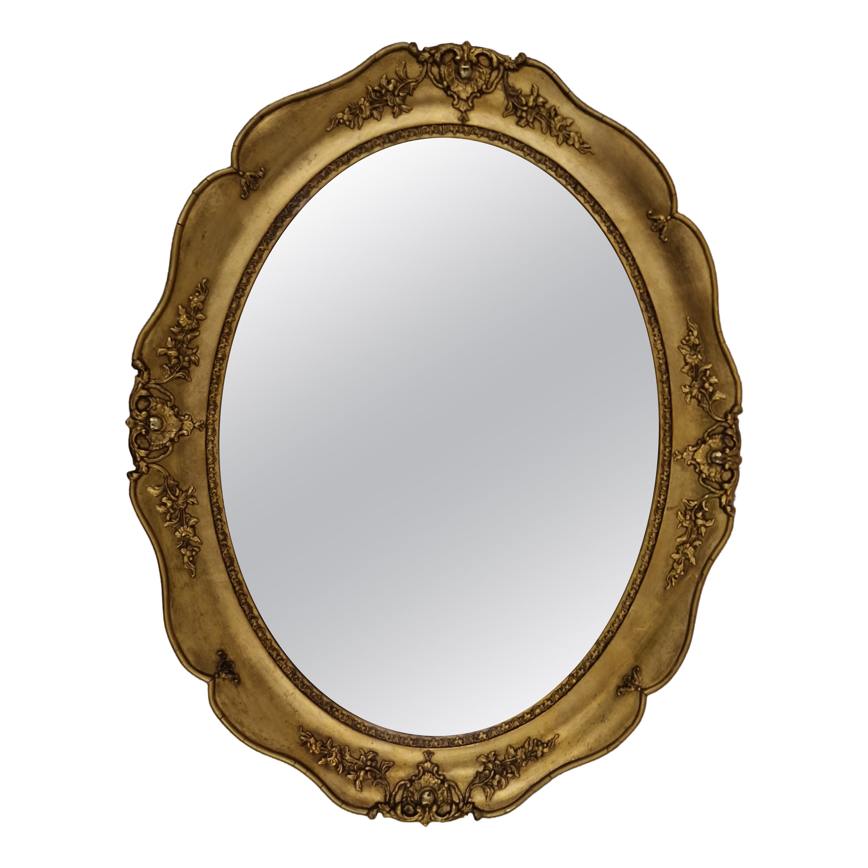 Miroir mural doré, cadre, ovale, Biedermeier, vers 1860, Autriche