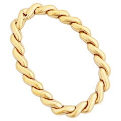 Gilded Wavy Link Choker Necklace By Ciner, 1980s