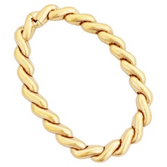 Retro Gilded Wavy Link Choker Necklace By Ciner, 1980s