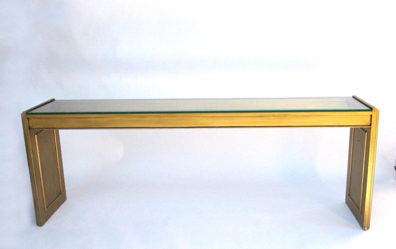 Midcentury Gilt Painted Wood and Glass Console For Sale 4
