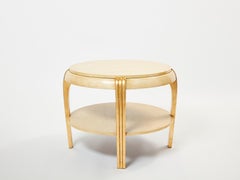 Attr. Maurice Dufrène Gilded Wood and Parchment gueridon table 1930s