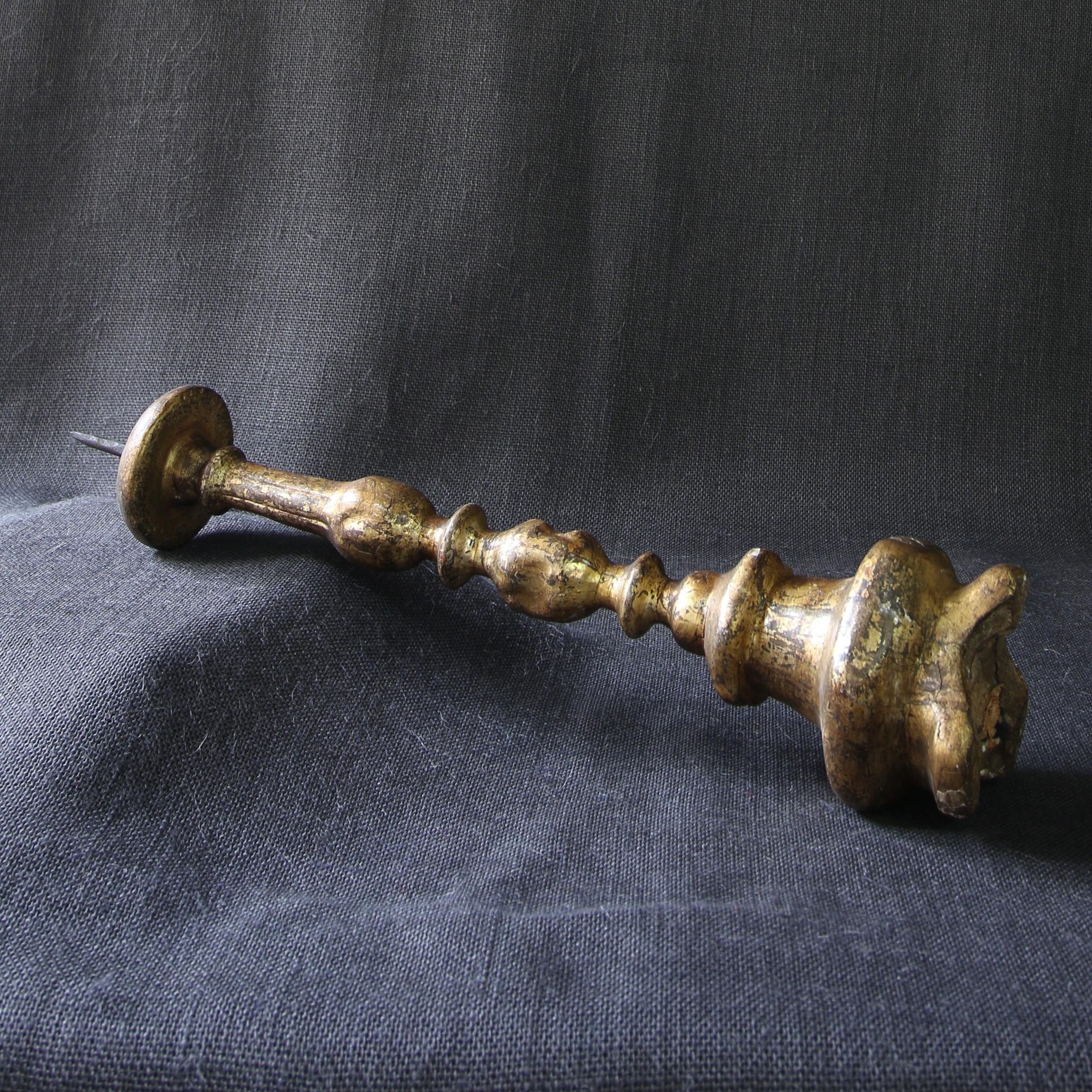 Italian Gilded Wood Candle Spike, Italy, 18th Century