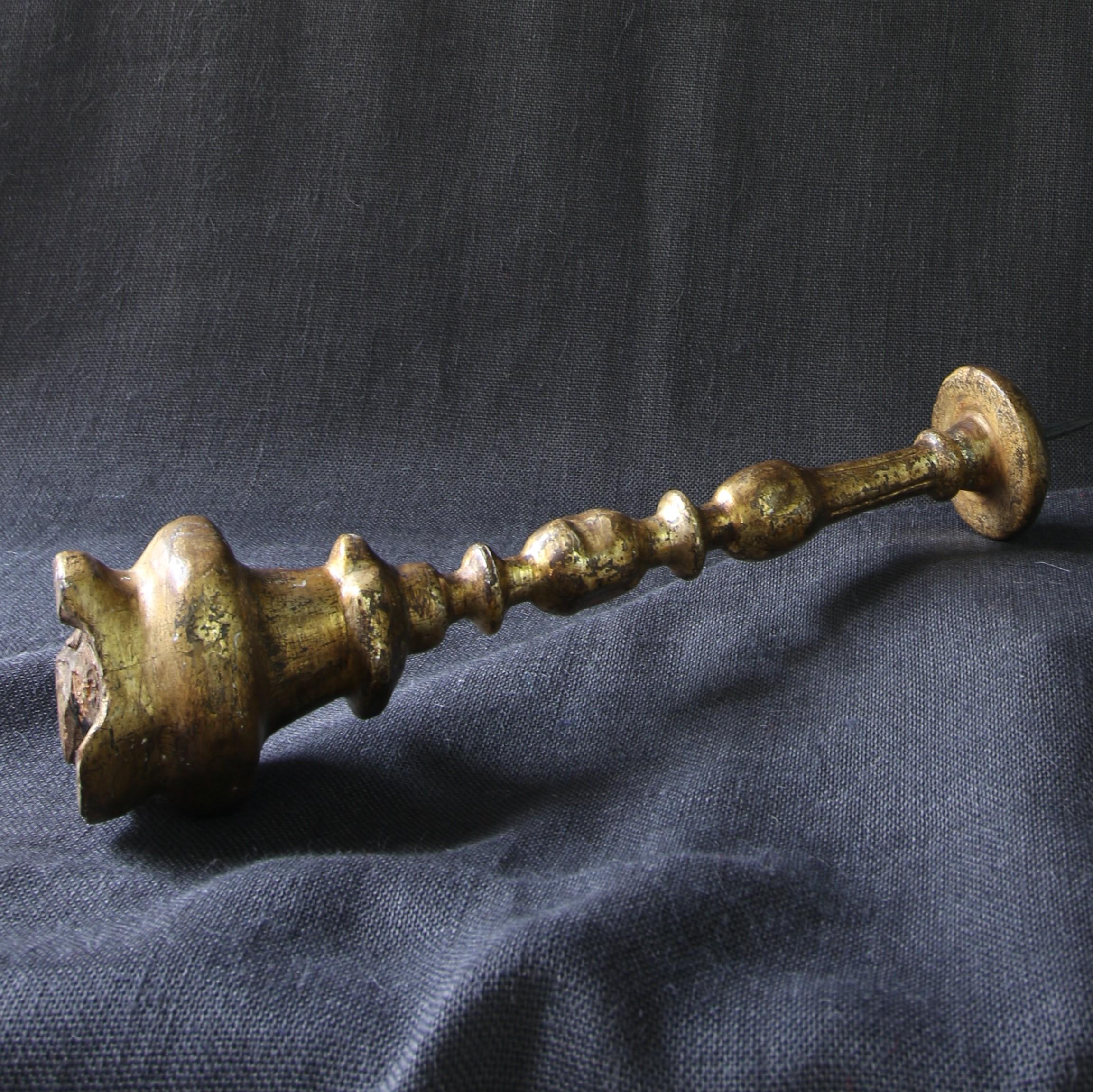 Gilt Gilded Wood Candle Spike, Italy, 18th Century