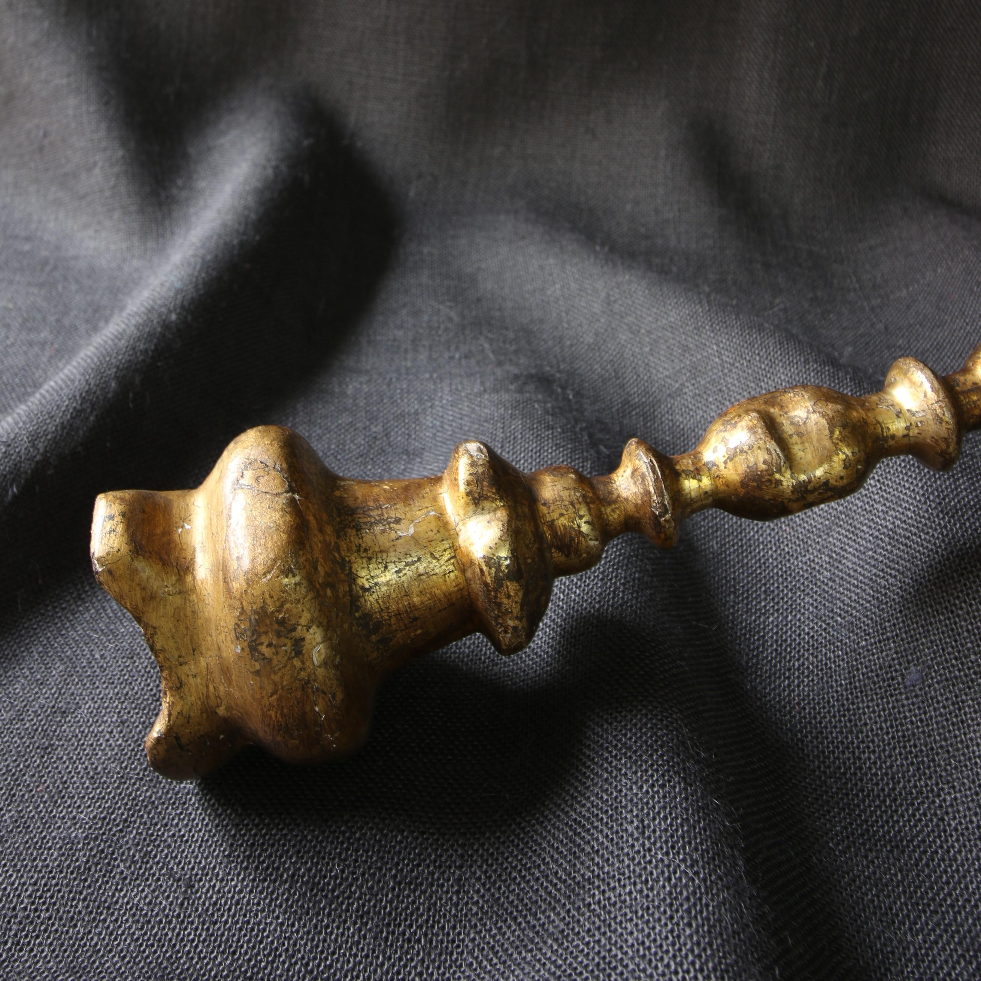 18th Century and Earlier Gilded Wood Candle Spike, Italy, 18th Century