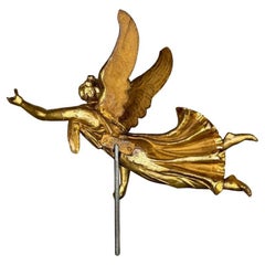 Antique Gilded Wood Carving, Draped Angel, Austria About 1800