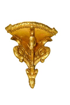 19ème siècle Wood Wood doré  Support d'angle avec oiseaux