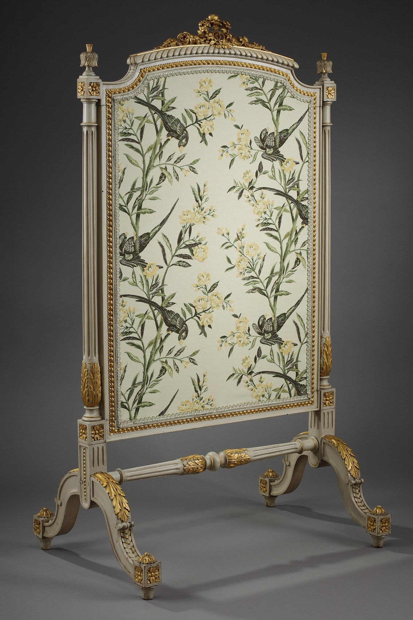 Gilded Wood Fire Screen with Parrots, Louis XVI Style 8