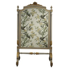 Gilded Wood Fire Screen with Parrots, Louis XVI Style