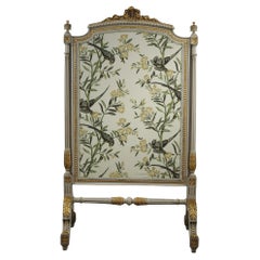 Gilded Wood Fire Screen with Parrots, Louis XVI Style
