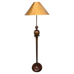 Gilded Wood Floor Lamp by Alfred Chambon, 1930s