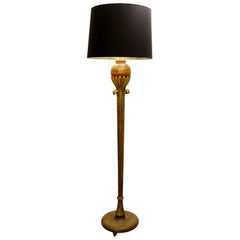 Gilded Wood Floor Lamp by Alfred Chambon, 1930s