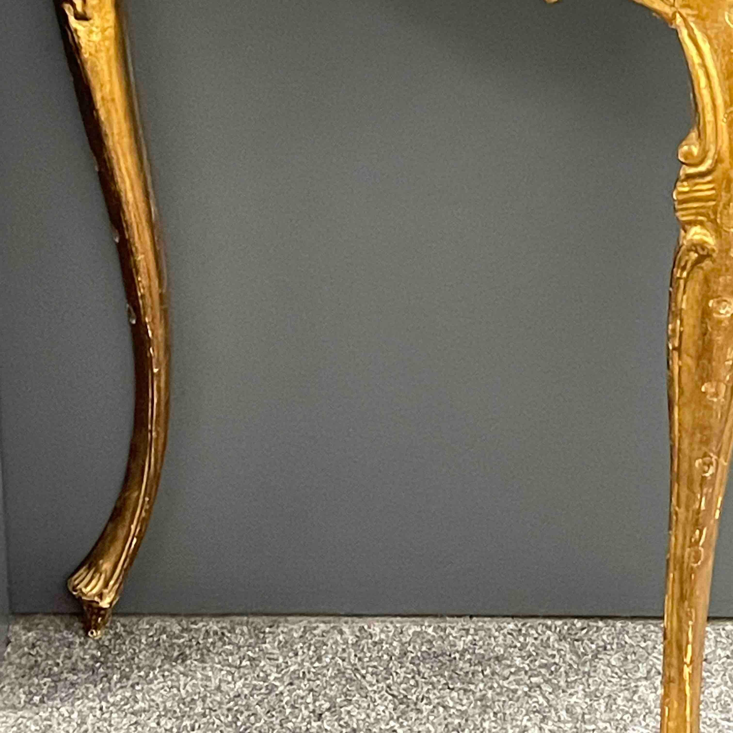Gilded Wood Florentine Hollywood Regency Style Tole Console Table with Drawer For Sale 1
