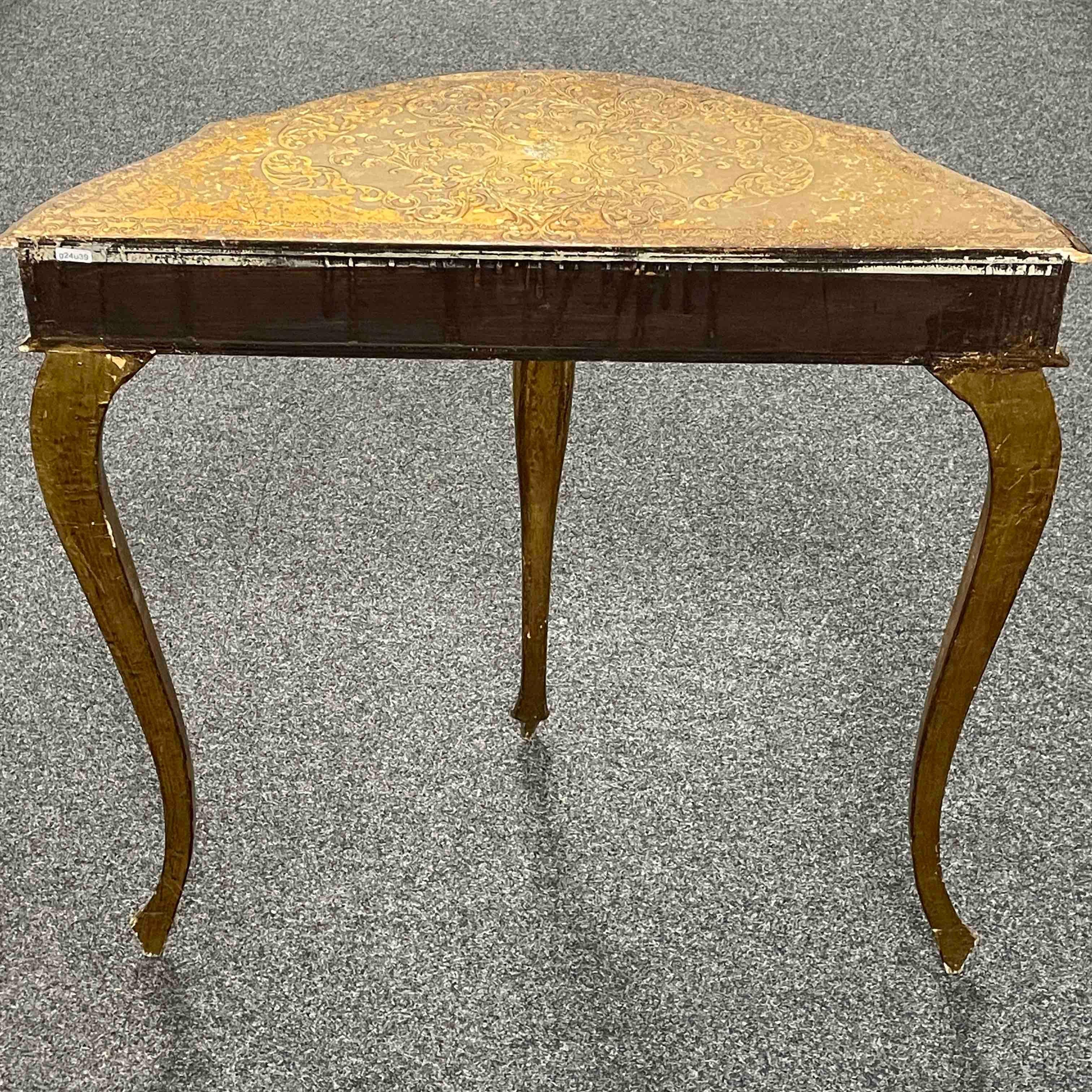 Gilded Wood Florentine Hollywood Regency Style Tole Console Table with Drawer For Sale 9