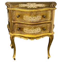 Vintage Gilded Wood Florentine Hollywood Regency Style Tole Cupboard Chest of Drawers