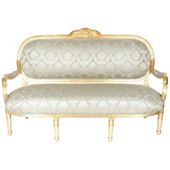 Gilded Wood Framed Victorian Style French Settee 