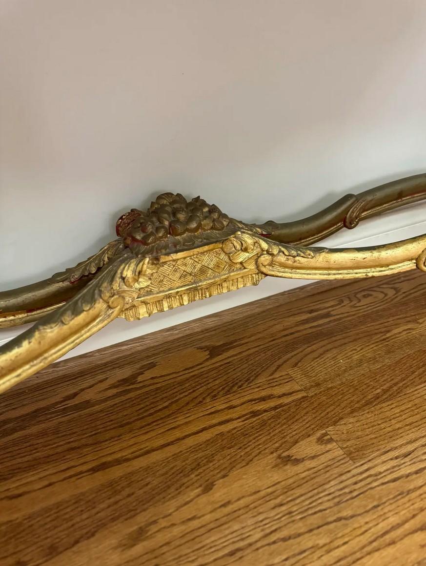 20th Century Gilded Wood & Marble Louis XV Style Console Table For Sale