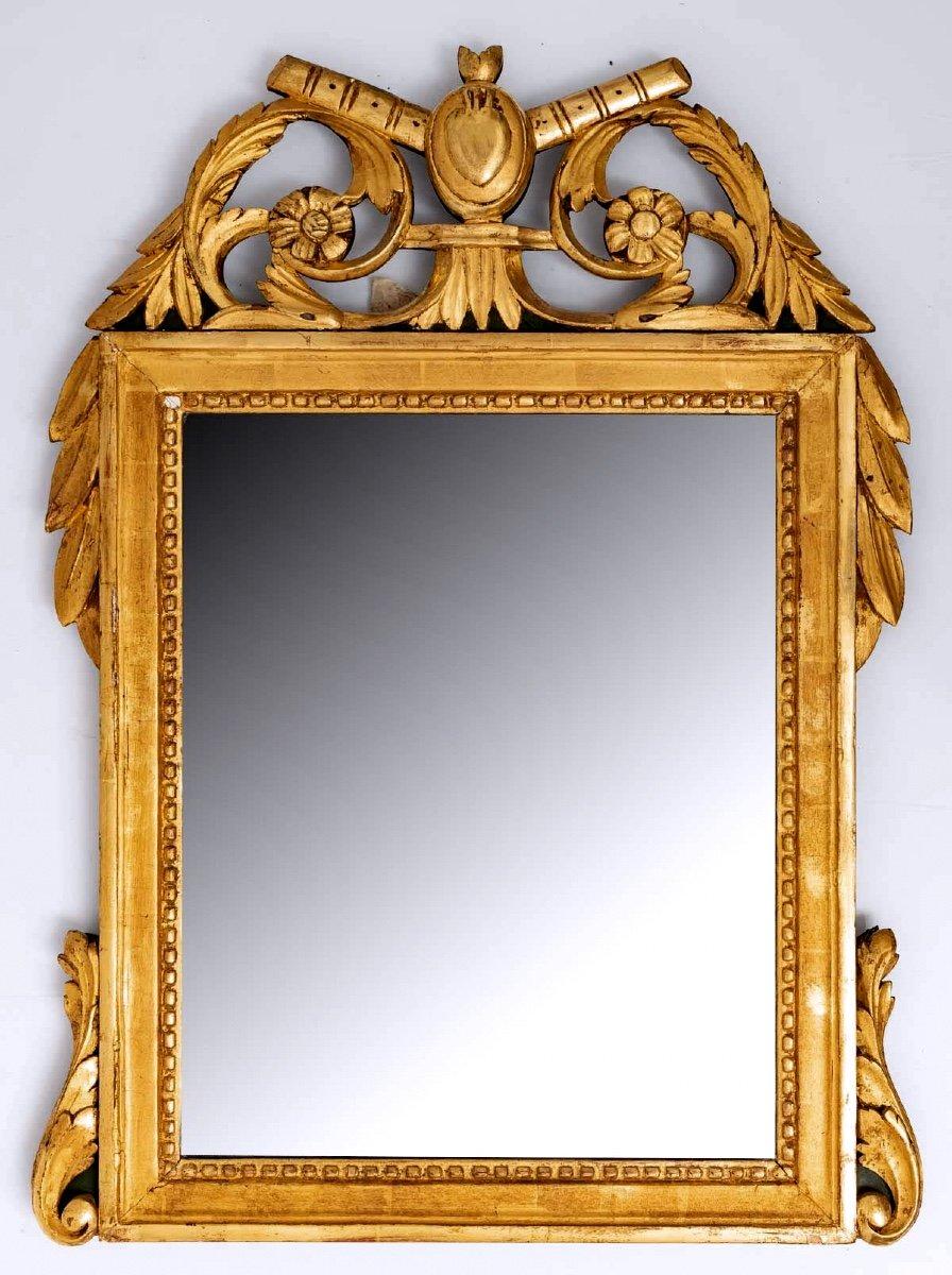 Miroir en bois doré Louis XVI, Devotion du Sacré-Cœur - Période : XVIIIe Bon état - En vente à CRÉTEIL, FR