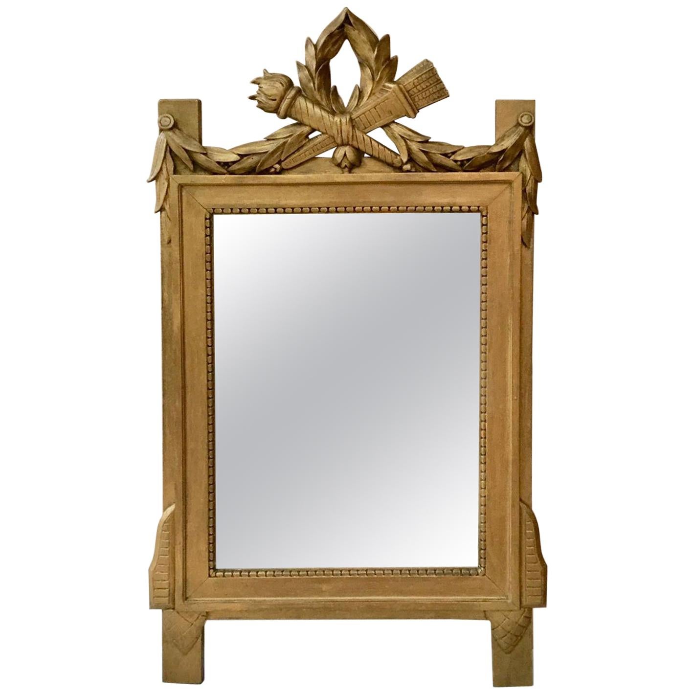 Miroir en bois doré de style Louis XVI, datant d'environ 1850