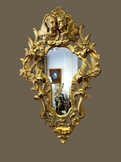 Gilded Wood Mirror With Putti, Italy, 19th Century