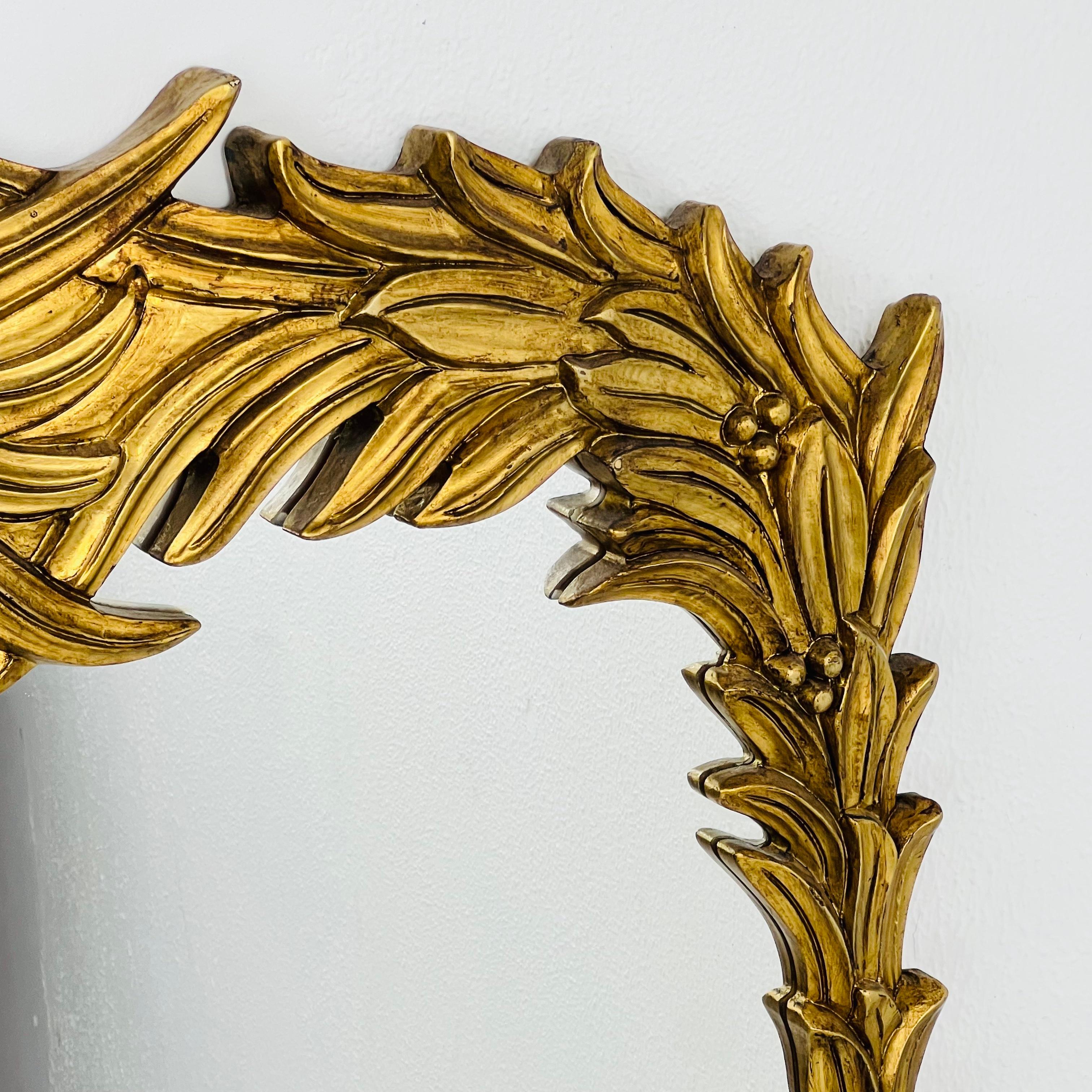 Gilded Wood Palm Frond Mirror in the Style of Serge Roche For Sale 6