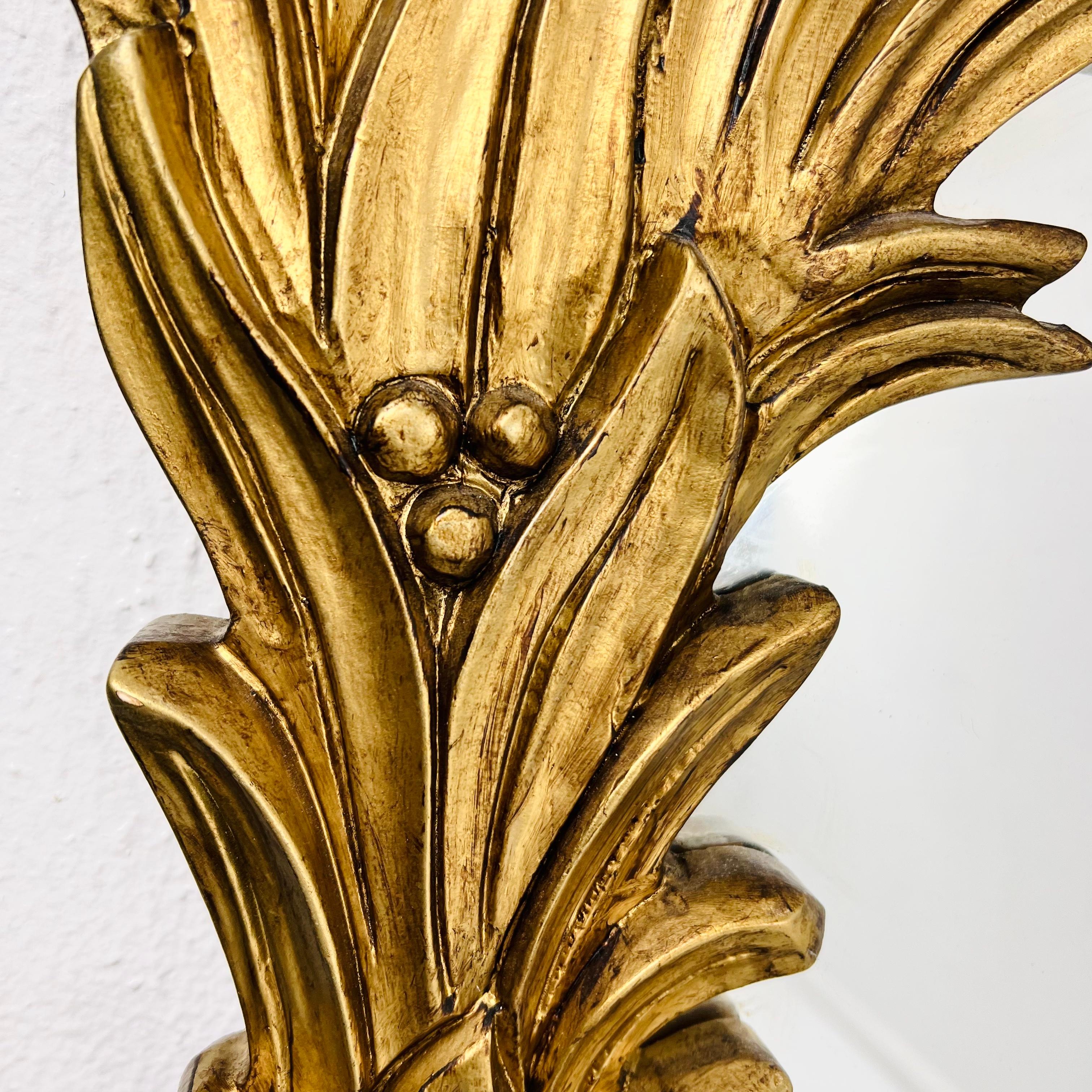 Gilded Wood Palm Frond Mirror in the Style of Serge Roche For Sale 7