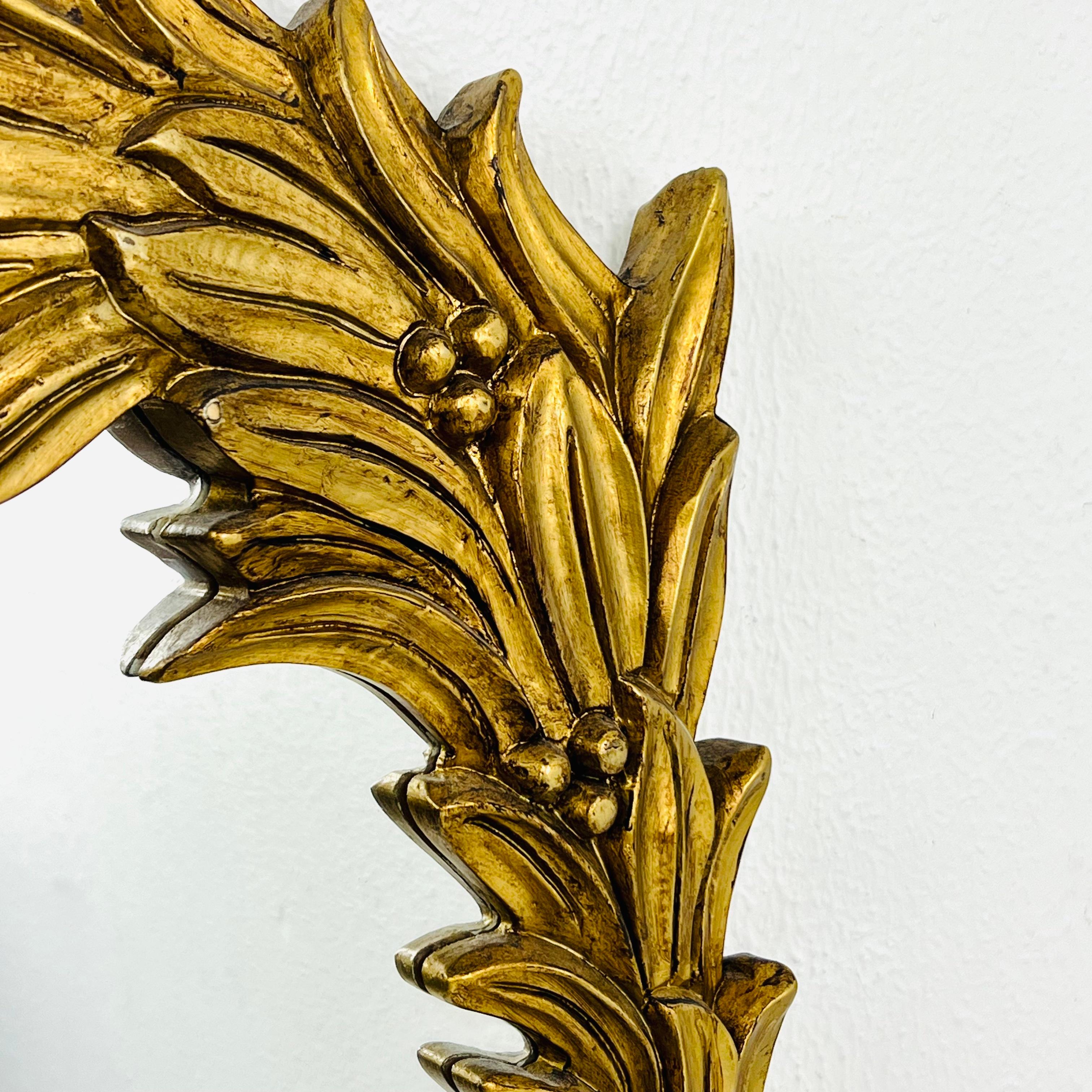 Gilded Wood Palm Frond Mirror in the Style of Serge Roche For Sale 1