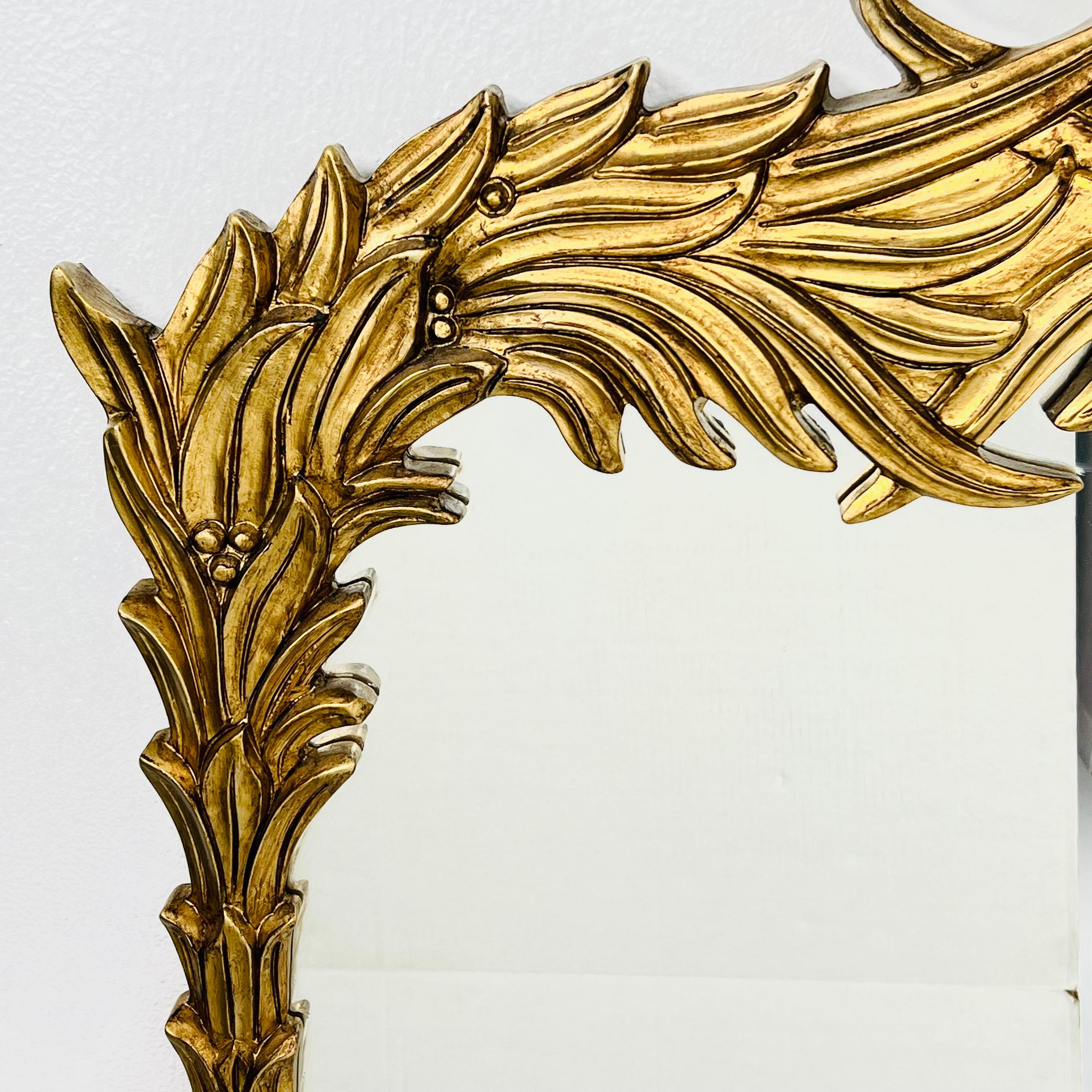 Gilded Wood Palm Frond Mirror in the Style of Serge Roche For Sale 3