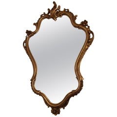 Gilded Wood Rococo Revival Style Mirror with Rocaille Crown