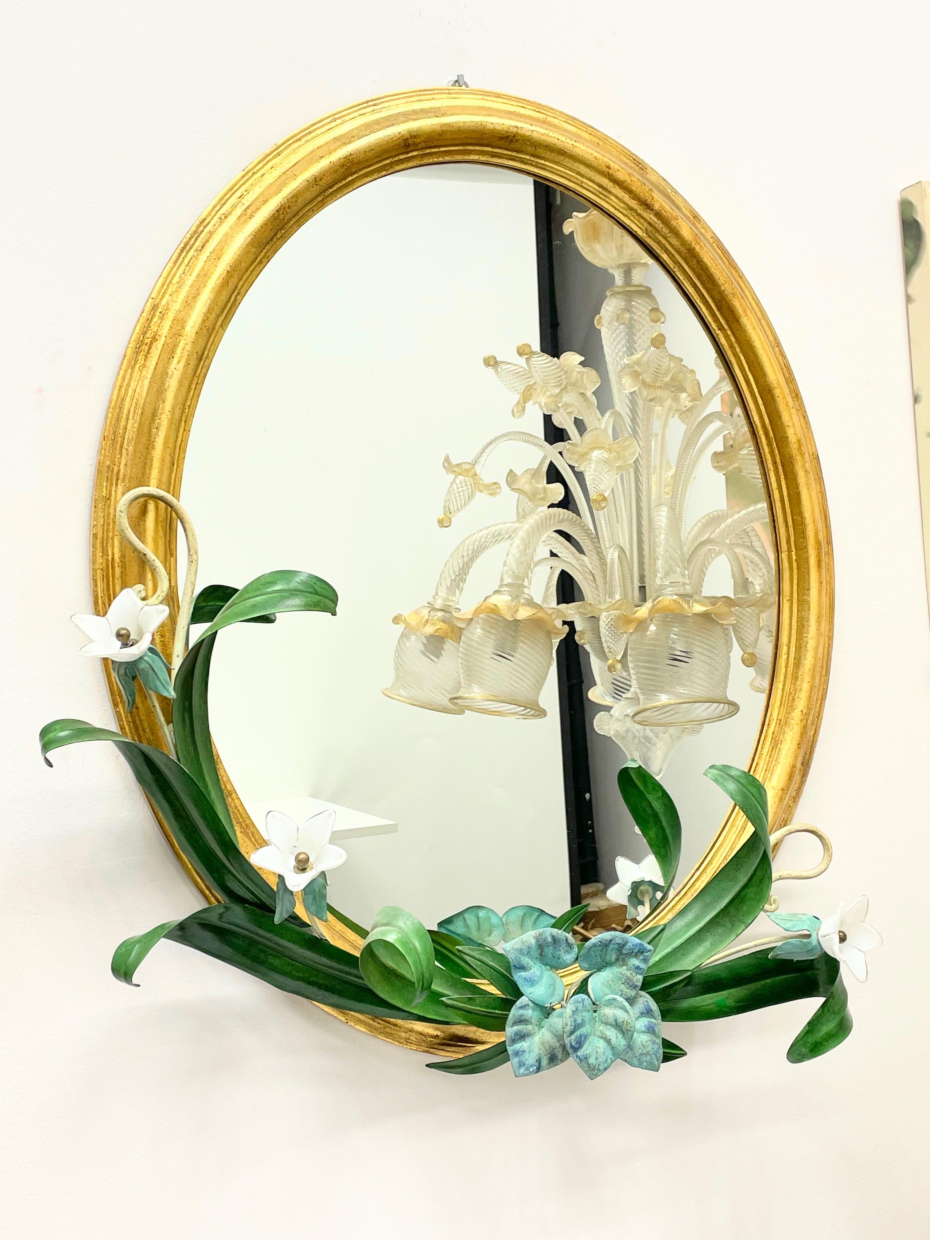 gold mirror with flowers
