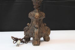 Gilded Wood Torchere Lamp