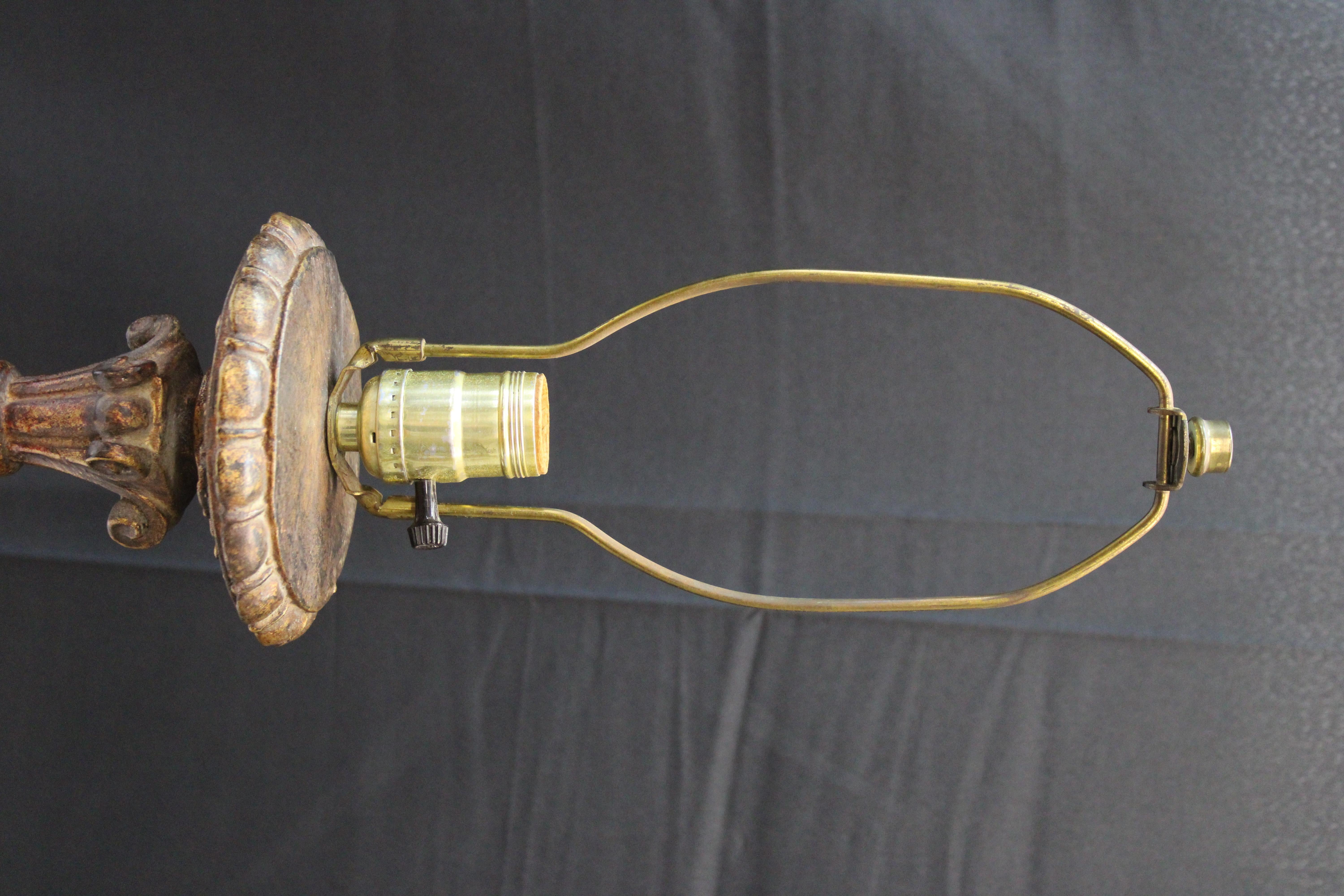 Gilded Wood Torchere Lamp In Good Condition For Sale In San Francisco, CA