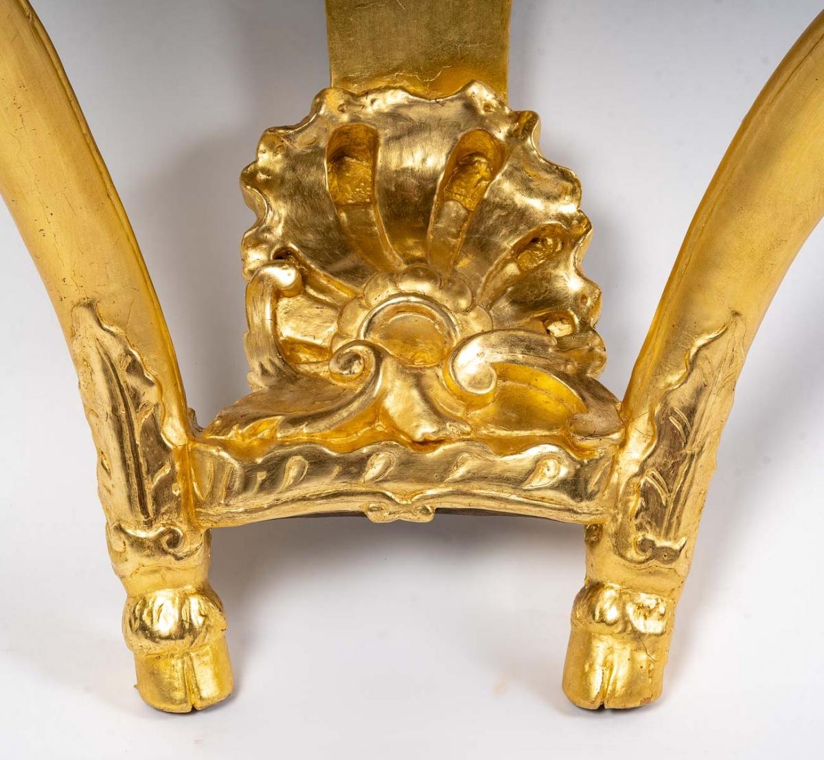 European Gilded Wood Two Legs Console