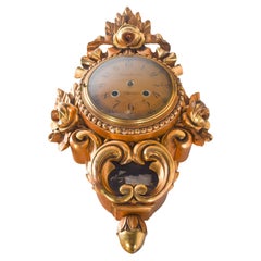 Wanduhr aus vergoldetem Holz mit Andreas Svensson-Zifferblatt, Malmo.